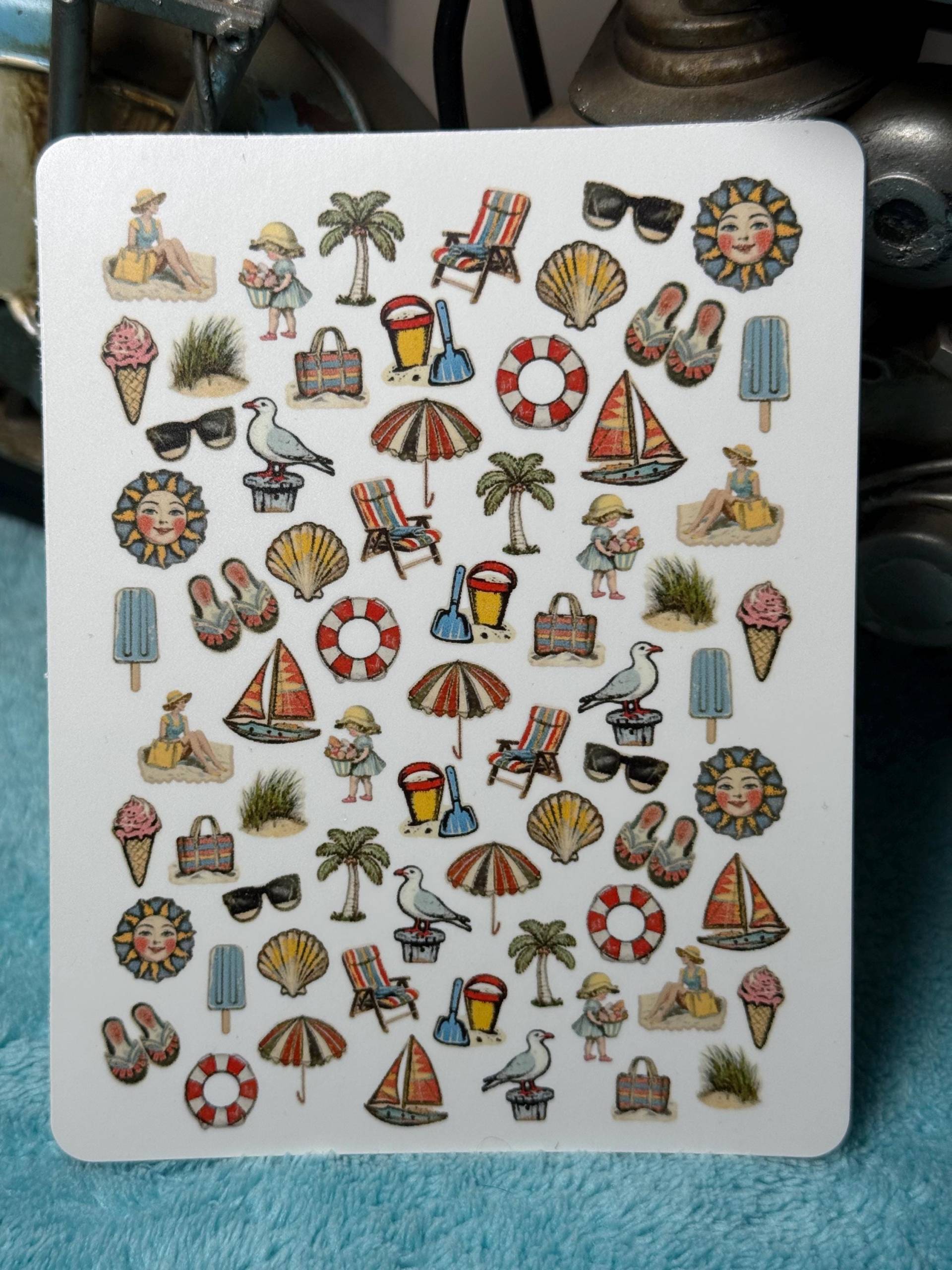 Wasser Nagelsticker Retro Beach, Wasserschiebe Sticker Für Nägel, Nagel Stickersurlaub, Vintage Strand, Sommer Xl von Etsy - TheArtofNaildesign