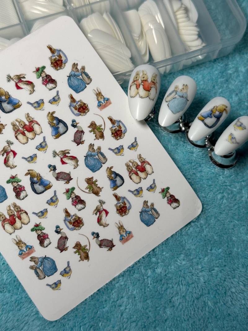 Wasserschiebefolie Nagel Aufkleber - Nailart Rabbit Hasen, Hasenfamilie, Frau Gans von Etsy - TheArtofNaildesign