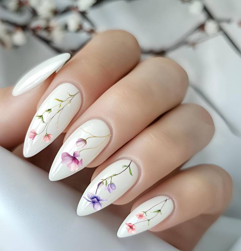 Wildblumen Nailart Nägel, Nagel Wasserschiebebilder Wiesenblumen, Waldblumen Nageldesign, Wildstauden W-1 von Etsy - TheArtofNaildesign