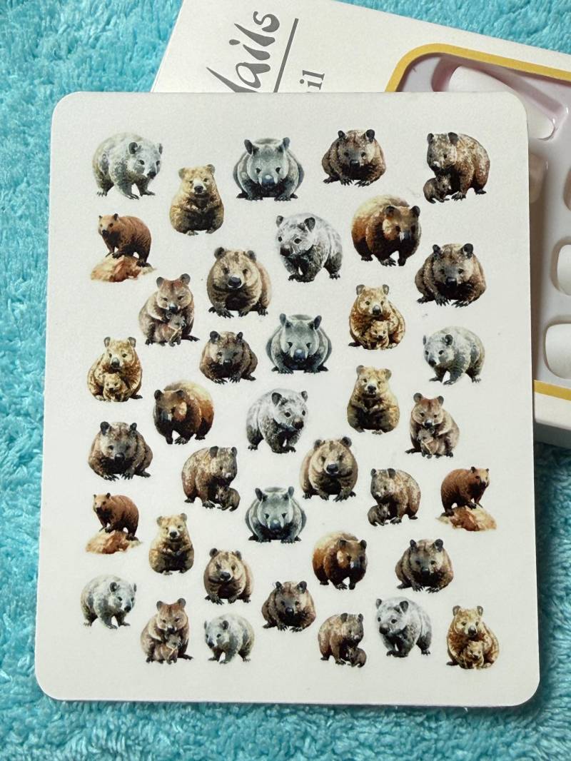 Wombat Nailart Wasserschiebe Stickers Für Nägel, Nagelsticker Beutelsäuger von Etsy - TheArtofNaildesign