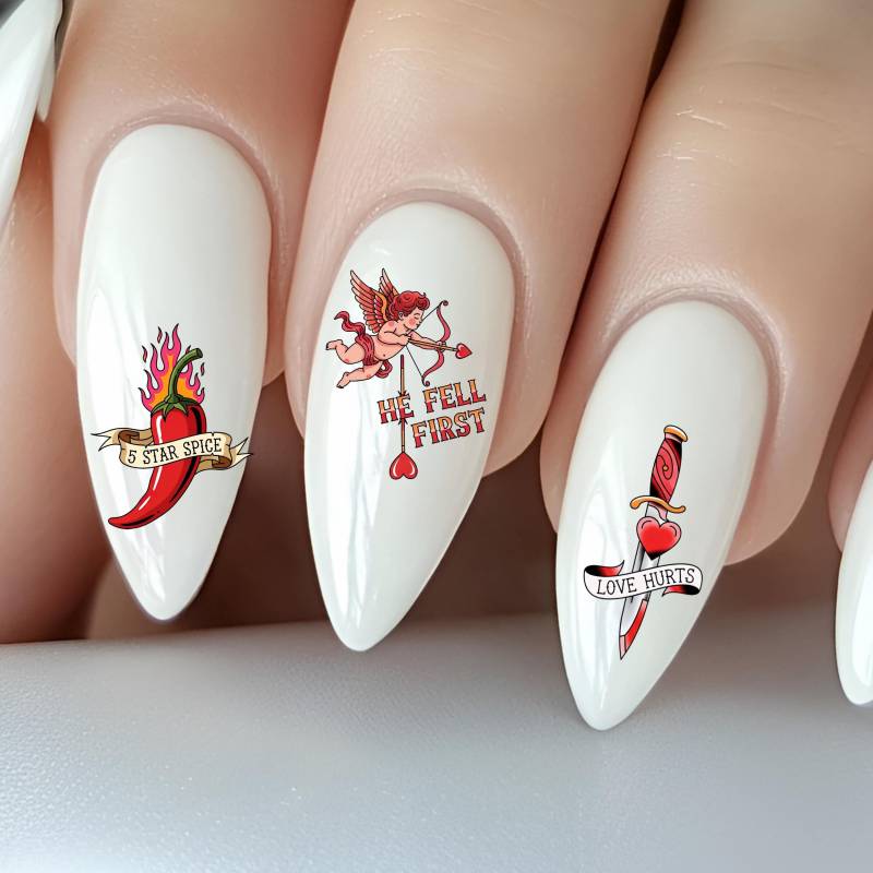 Würzige Romatik Wasser Nagelsticker, Wasserschiebe Sticker Für Nägel, Liebe, Monsterliebhaber, Valentinstag, Scharfe Liebe von Etsy - TheArtofNaildesign