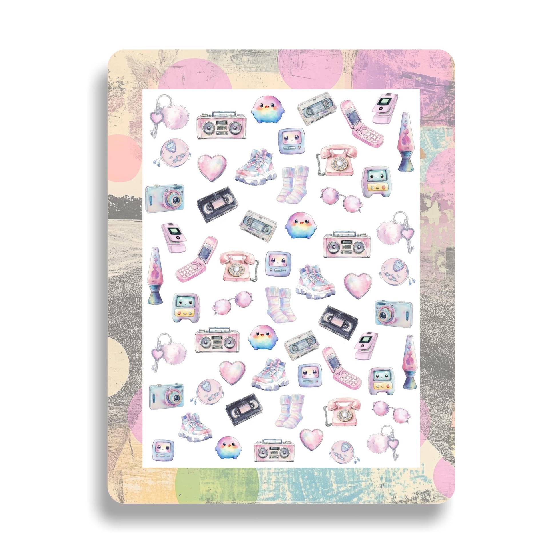 Y2K Pastell Nagelaufkleber - Wasserschiebebild Nägel Waterslide Decals Millennial-stil, Design-Elemente, Aquarell, Klapphandy von Etsy - TheArtofNaildesign