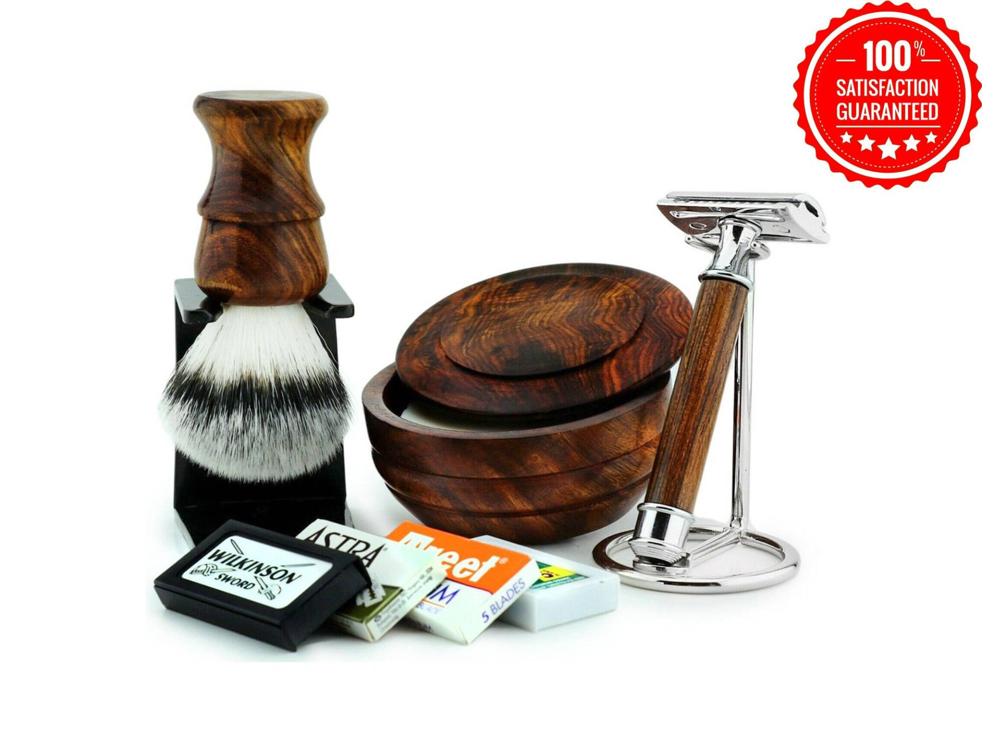 Handgefertigtes 6-Teiliges Herren-Rasierset Rasierhobel, Bürste, Ständer Und Holzschale von Etsy - TheBodyTools