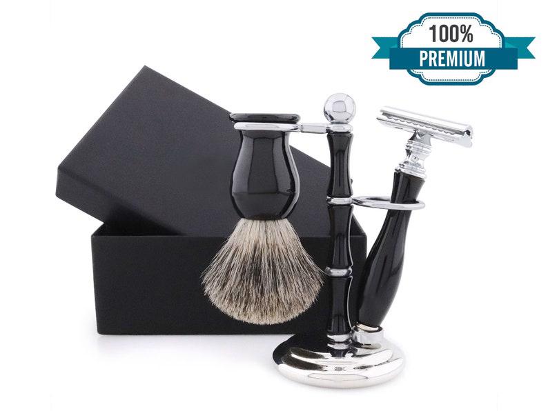 Handgefertigtes Luxus 3-Teiliges Mini Rasierset Für Männer Super Dachs Rasierpinsel Dual Rasierständer Rasierhobel Zero Waste von Etsy - TheBodyTools