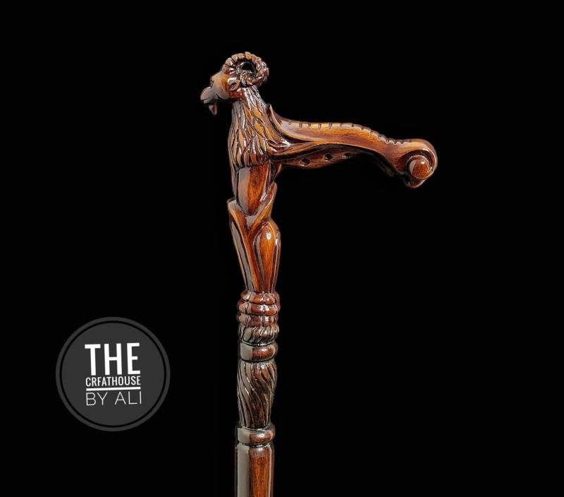 Personalized Cane Victorian Cane Walking Stick Wooden Majestic Goat Sheep Nature's Artistry in Every Step Heart Feel von Etsy - TheCraftHouseByAli
