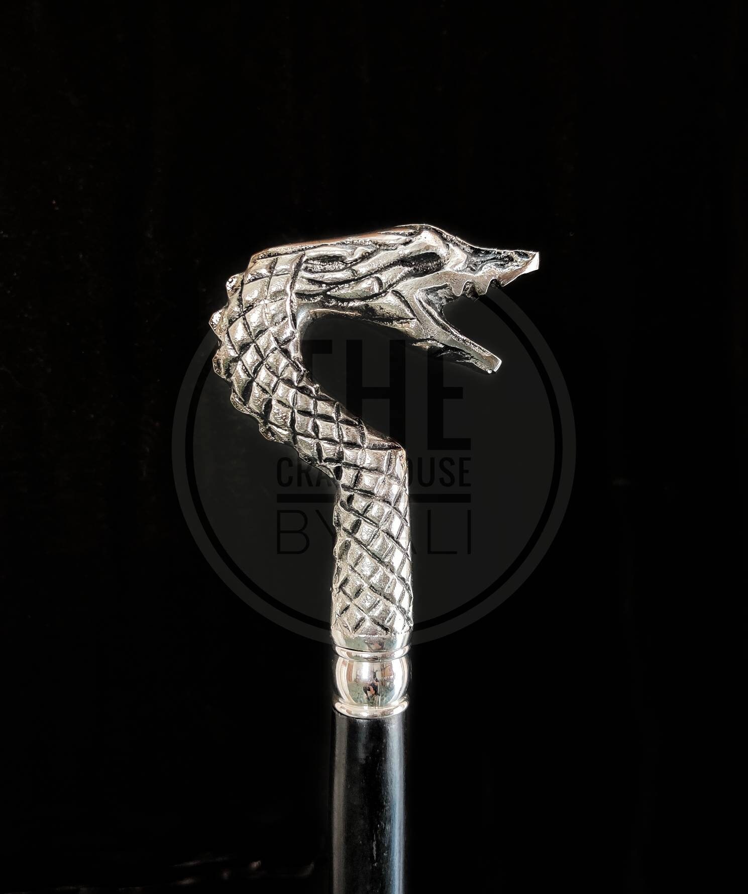 Personalized Walking Cane Viking Stick Silver Animal Head Art Norse Design Dragon Gift Groomsmen Gifts von Etsy - TheCraftHouseByAli