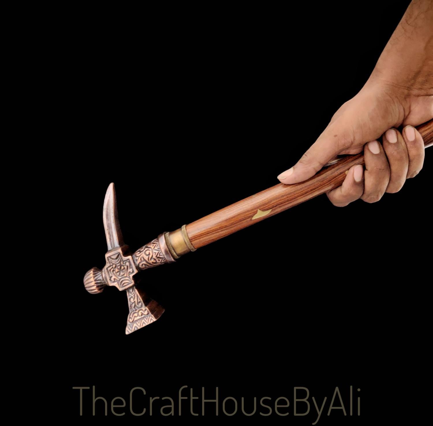Personalized Walking Stick Walking Cane Wood Wooden Blacksmith Hammer Handle Customised Foldable Cane von Etsy - TheCraftHouseByAli