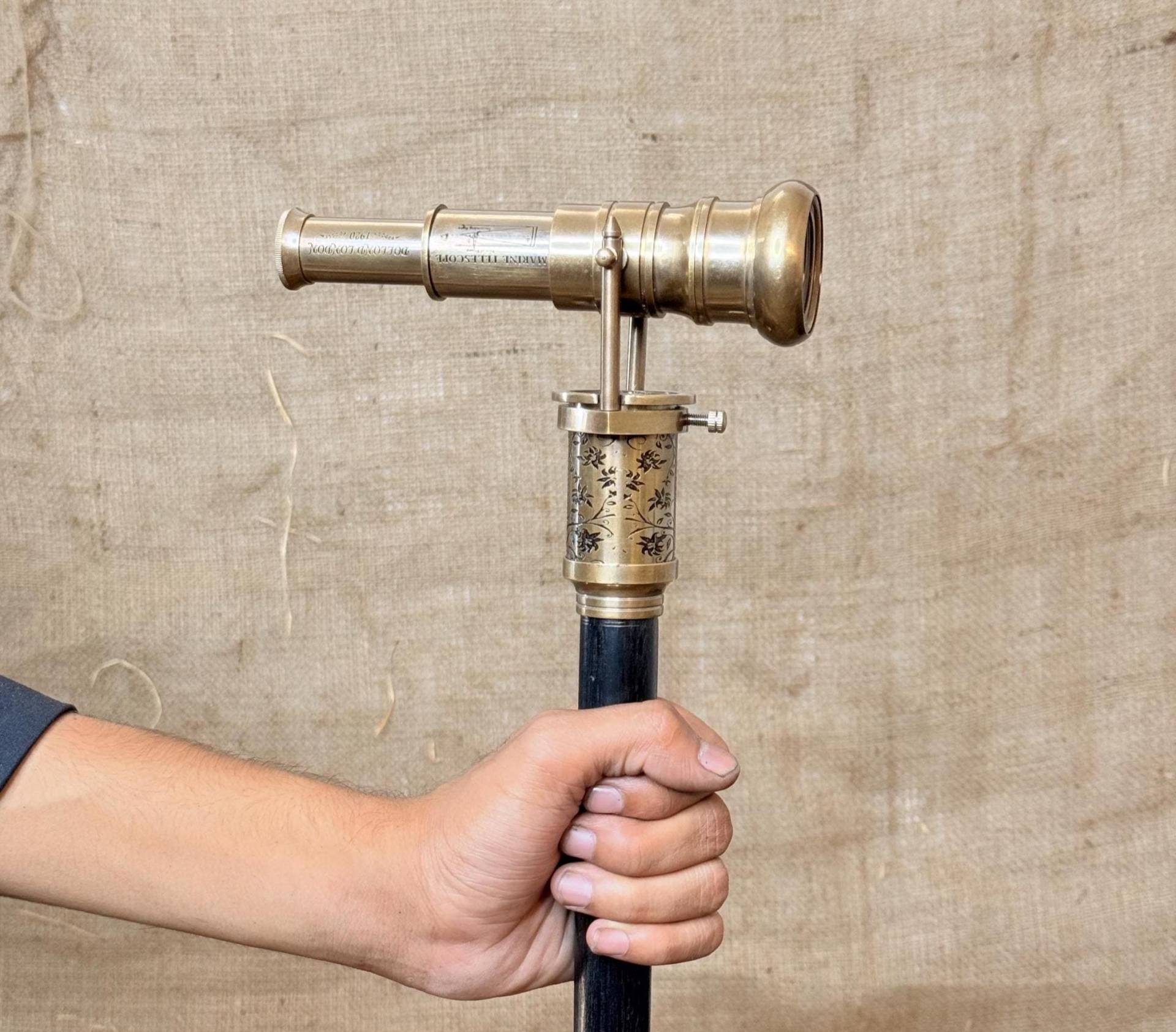 Victorian Walking Cane Brass Walking Stick Sterling Silver Looking Like Jogging Telescope von Etsy - TheCraftHouseByAli