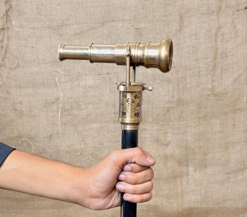 Victorian Walking Cane Brass Walking Stick Sterling Silver Looking Like Jogging Telescope von Etsy - TheCraftHouseByAli