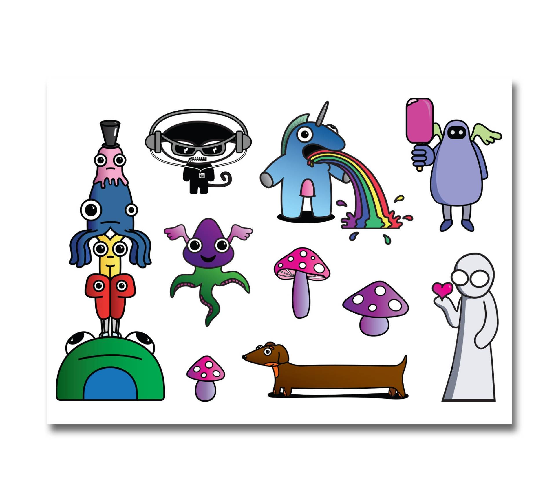 Temporäre Tattoos - X 10 The Cute Creatures Set Kreaturen, Totem, Affe, Pilz, Tintenfisch, Herz, Liebe, Hund, Einhorn, Liebe Temporäre Tattoos - X 10 The Cute Creatures Set Kreaturen, Totem, Affe, Pilz, Tintenfisch, Herz, Liebe, Hund, Einhorn, Liebe von Etsy - TheCreatureEmporium