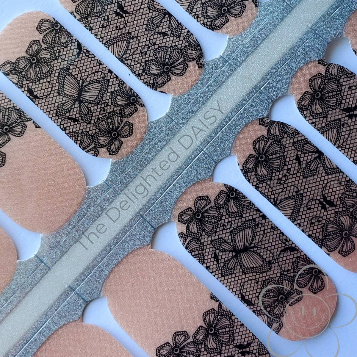 Black Butterfly Lace Nail Wraps, Strips, Sticker, Art von Etsy - TheDelightedDaisy