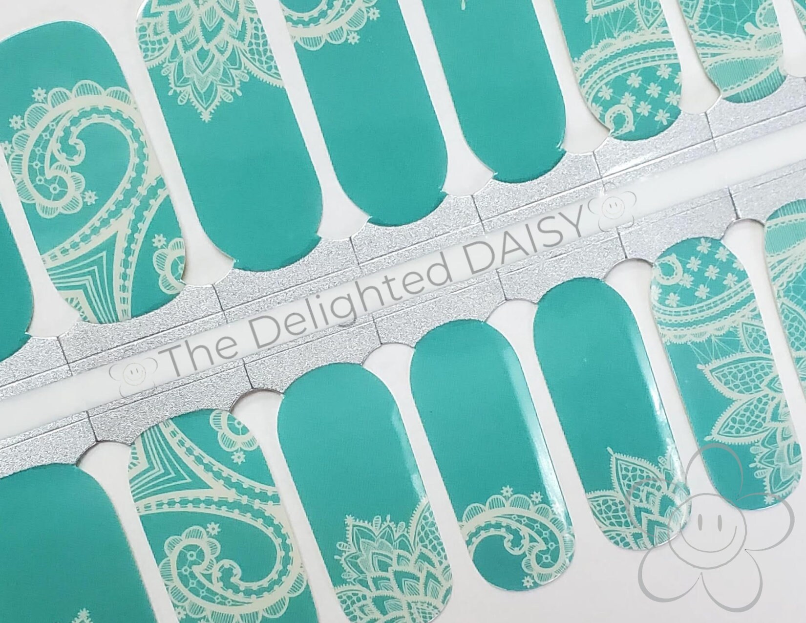Paisley in Türkis Nail Wraps, Nagelstreifen, Nagelaufkleber, Art von Etsy - TheDelightedDaisy