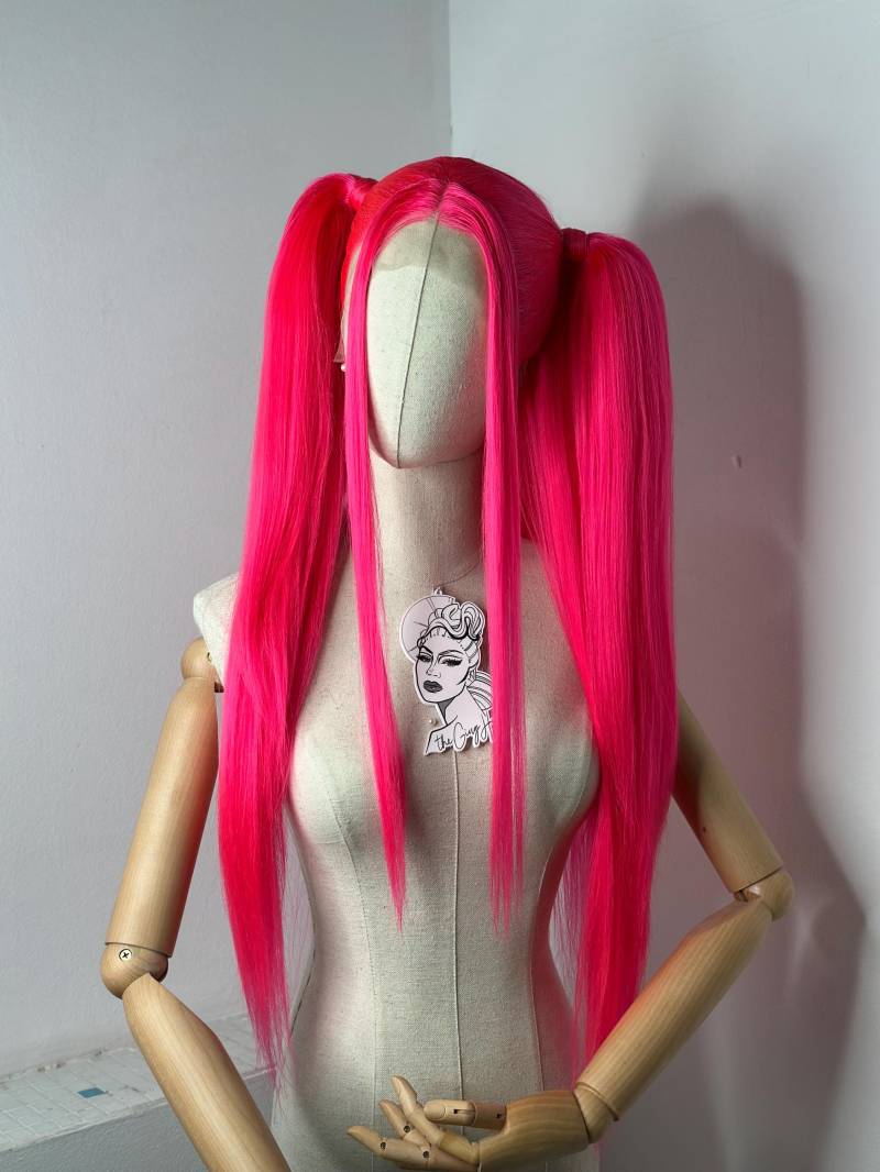 Sleek Half Up Pigtails Wig Hot Pink von Etsy - TheGingHair