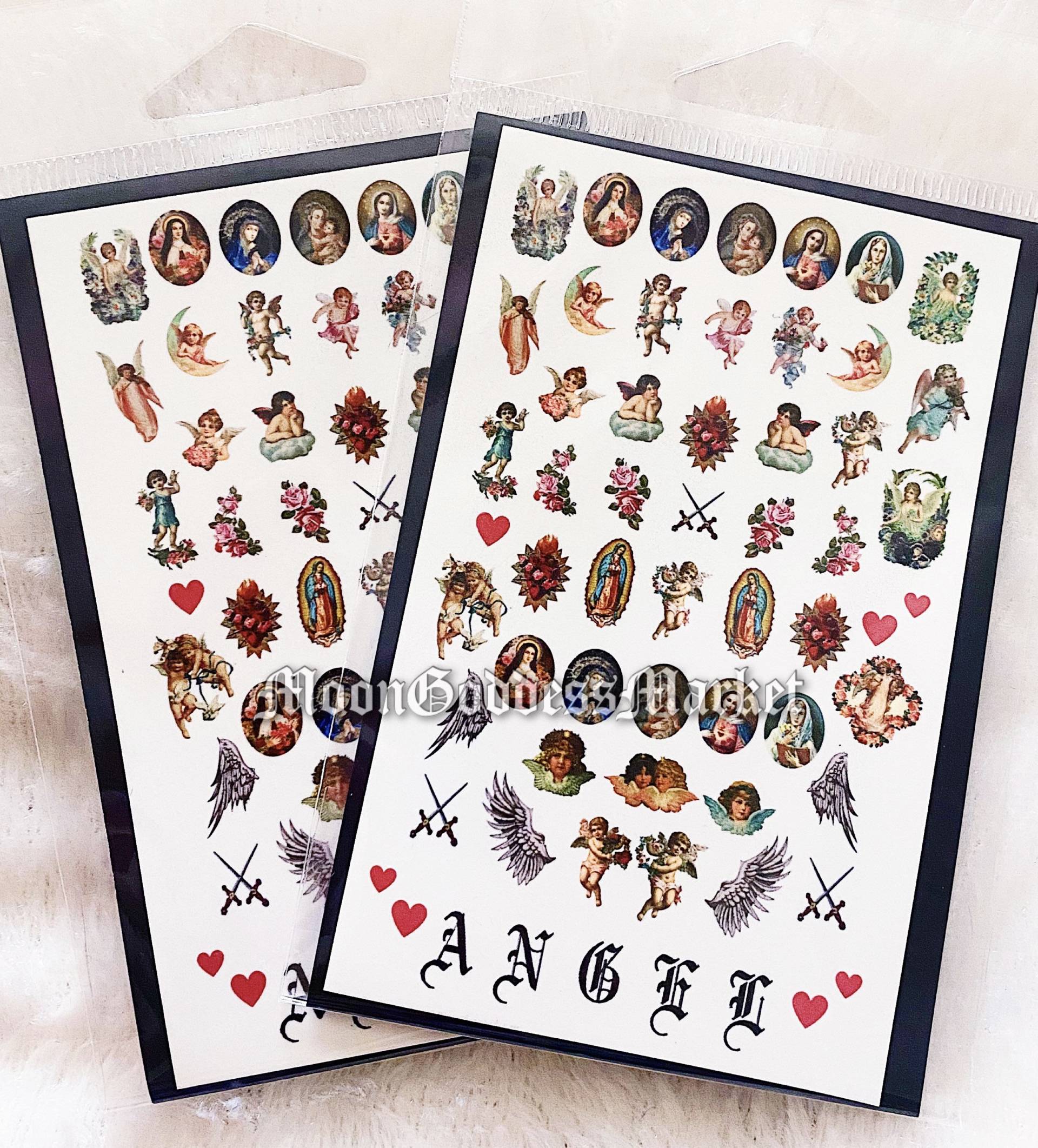 Engel Madonna Maria Heilige Tränendes Herz Nagel Decals Wasserschiebefolie Nägel Abziehbild Von Moon Goddess Market | Handmade Geschenk von Etsy - TheMoonGoddessMarket