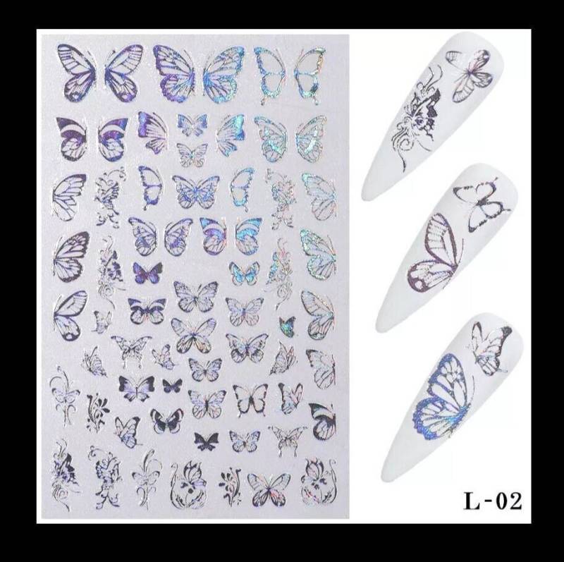Nail Art Sticker Schmetterling Silber von Etsy - TheNailArtShoppe