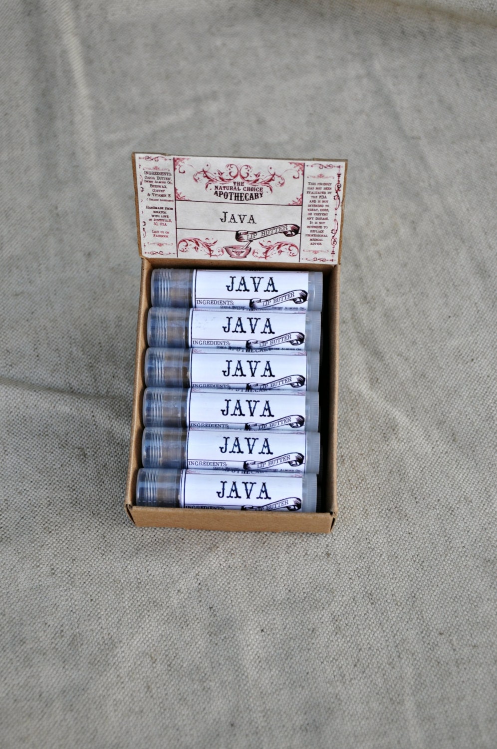12Er Pack - Java Lippenbutter, Natürlicher Bio-Lippenbalsam, Fair-Trade-Kaffee-Lippenbalsam, Handgemachtes Partygeschenk, The Natural Wahl Apotheker von Etsy - TheNaturalApothecary