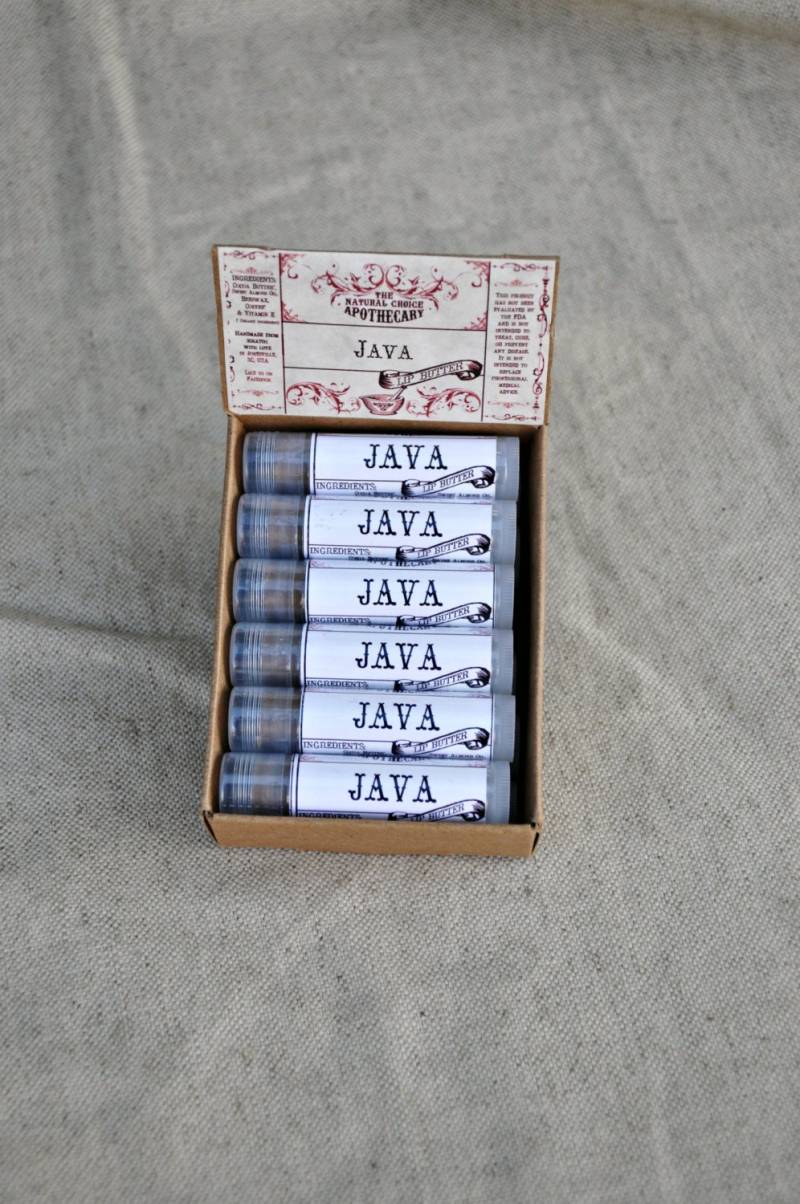 12Er Pack - Java Lippenbutter, Natürlicher Bio-Lippenbalsam, Fair-Trade-Kaffee-Lippenbalsam, Handgemachtes Partygeschenk, The Natural Wahl Apotheker von Etsy - TheNaturalApothecary