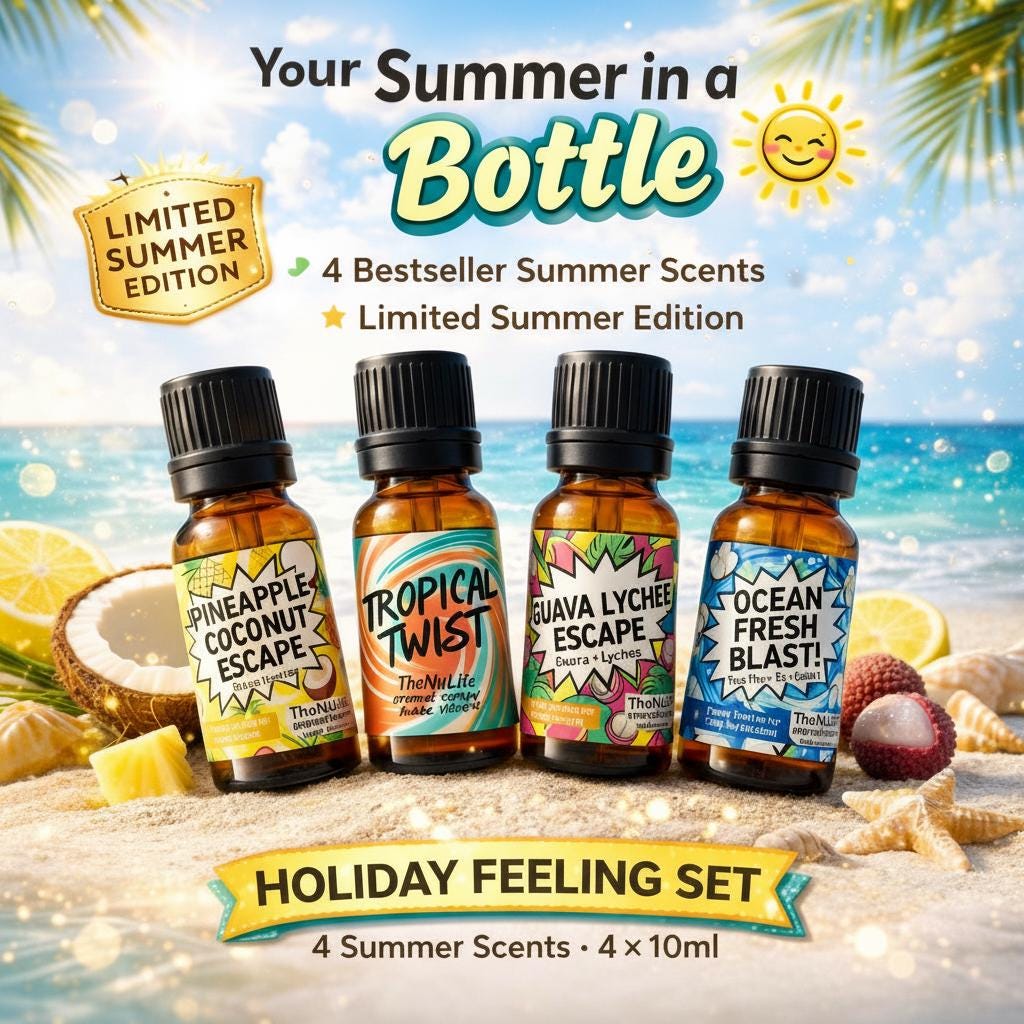Summer Aroma Oil Set | Holiday Feeling Scents Tropical Diffuser Oils Limited Edition Beach & Ocean Fragrance Gift von Etsy - TheNuLife