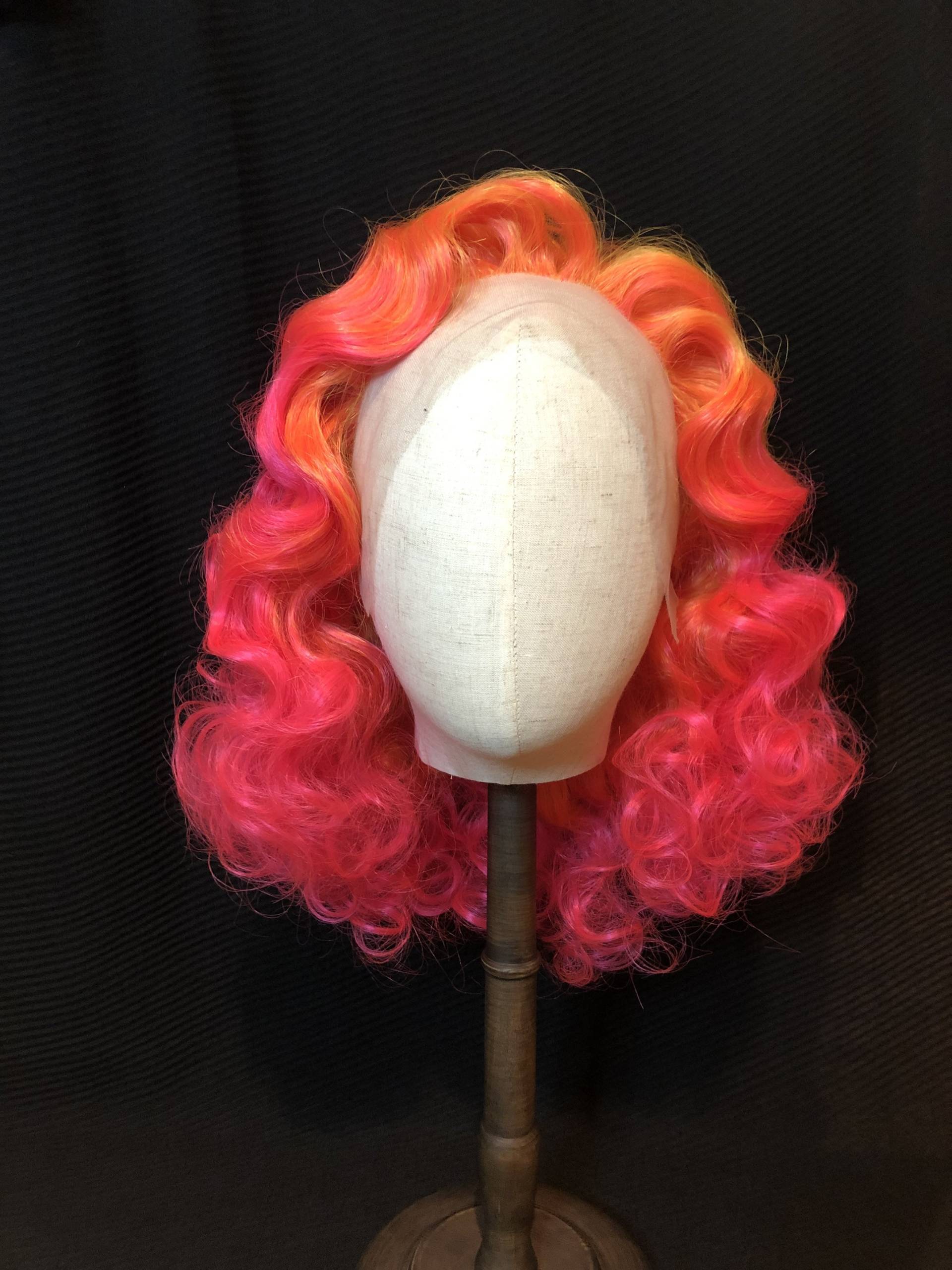 Orange Pink Finger Wellen Lace Front Perücke Glamourösen Stil Ziehen Königin Cosplay von Etsy - TheWigParlour