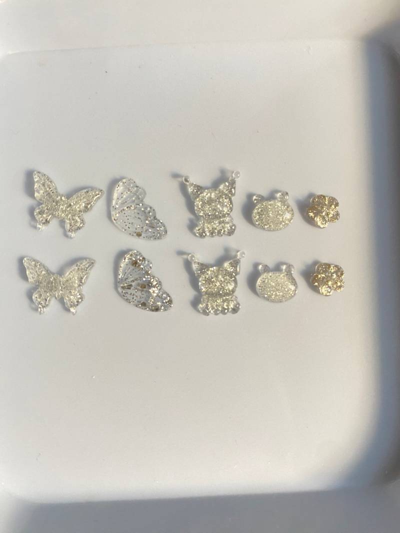 10 Stk 3D Nagel Dekorationen, Mix Blumen, Diy Basteln , Nagel Charms, Silver Serie N3120 von Etsy - Thebestbox66