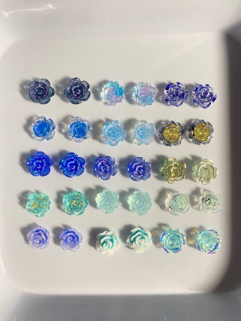 30/50 Stk 3D Nagel Dekorationen, Rosen Diy Basteln , Nagel Charms, Blau Serie N3105 von Etsy - Thebestbox66