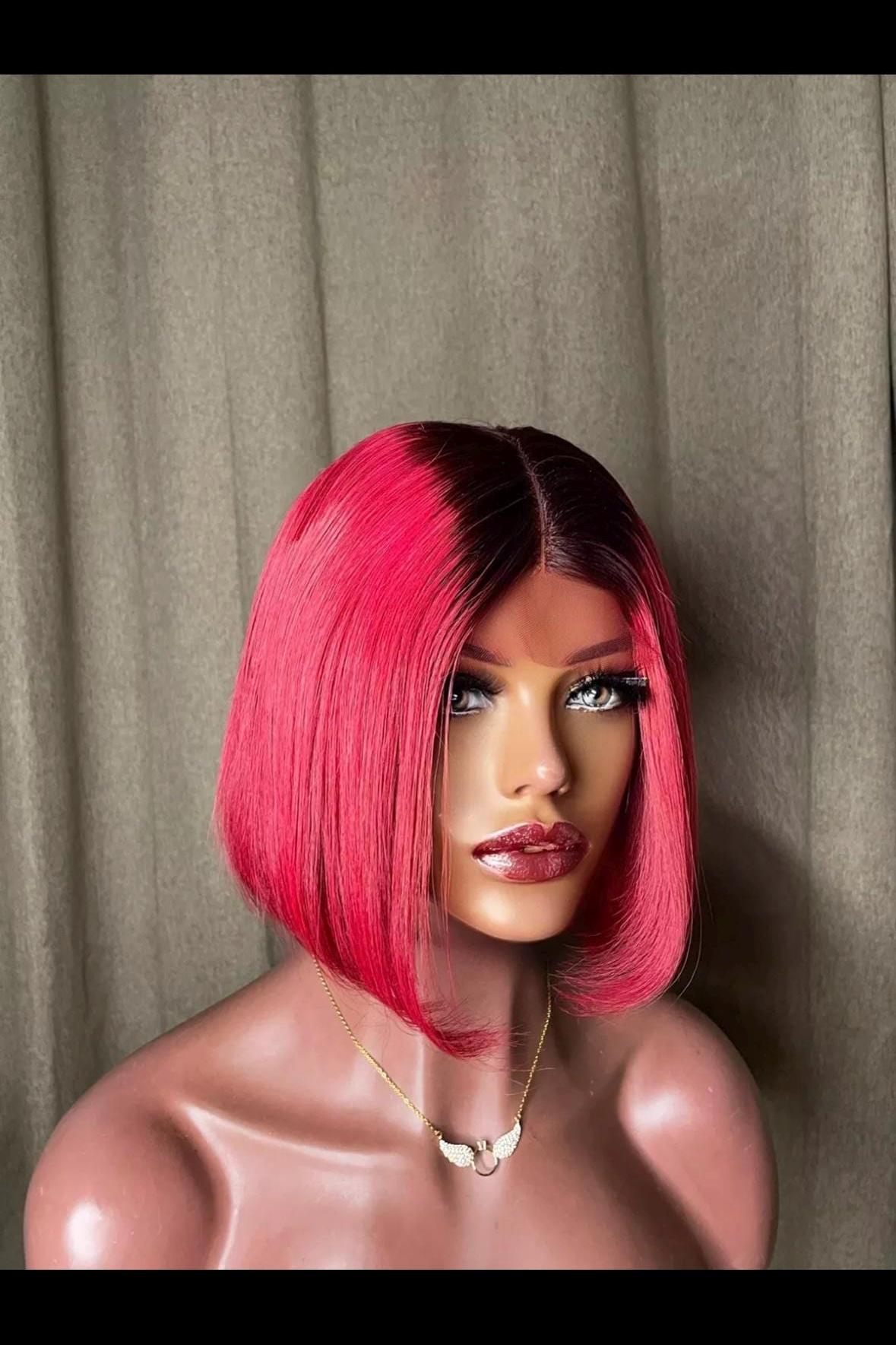 8 "Unverarbeitete Vietnamesisch Blonde Rote Perücke Ombre Burgund Bob Blunt Cut Echthaar von Etsy - Tifesallure