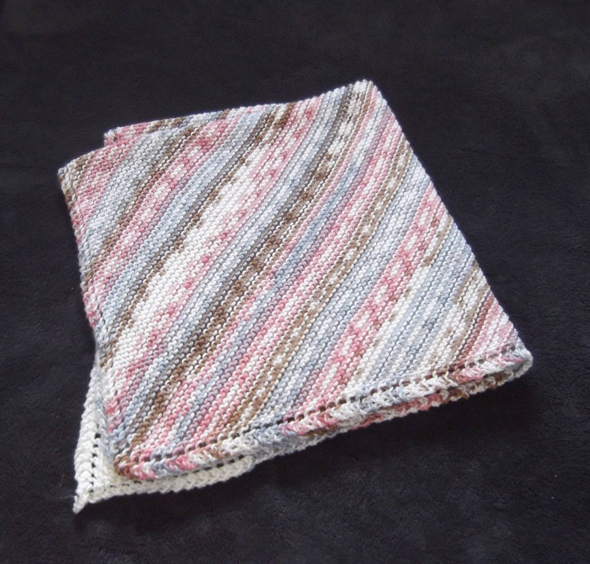 Handgestrickte Picot Rand Kleine Babydecke Creme Braun Und Rosa Streifen von Etsy - Tiggyscrafts