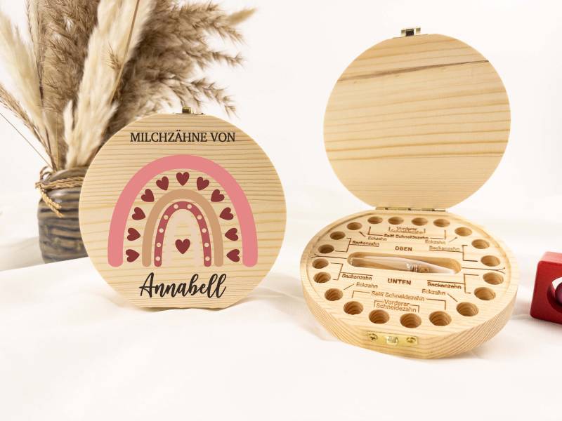 Personalisierte Zahndose Regenbogen, Baby, Milchzähne, Milchzahnbox, Aus Holz, Baby Geschenk, Geburt Geschenk, Milchzähne von Etsy - TimberTalesCreations