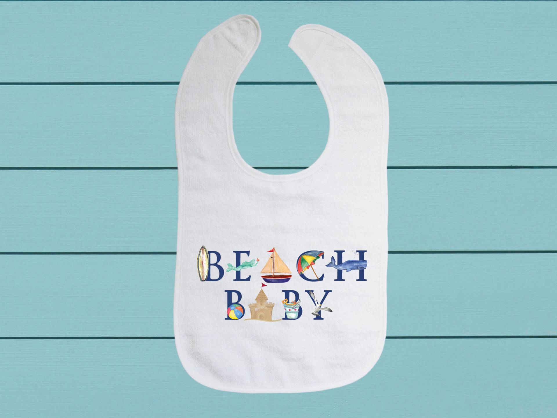 Beach Baby Lätzchen - Baumwoll Frottee Tuch Lätzchen Mit Weichem Verschluss von Etsy - TinaLabadiniDesigns
