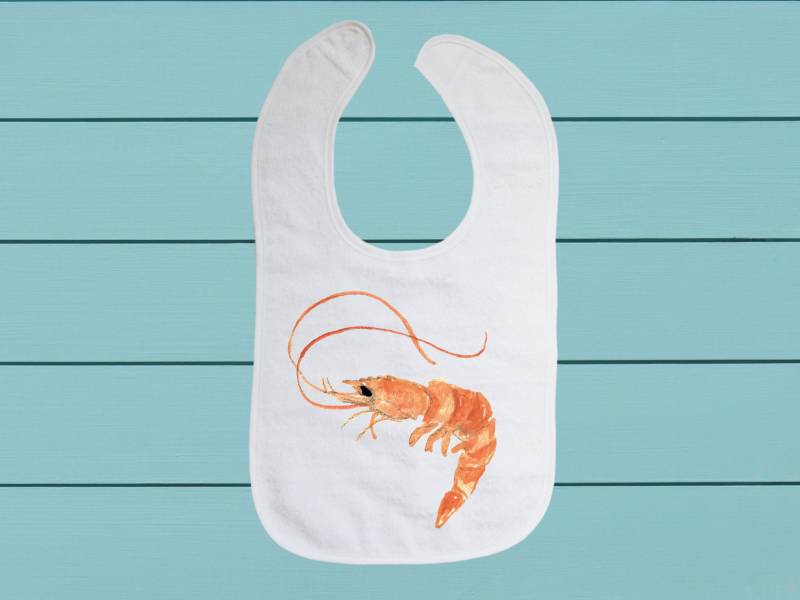 Shrimp Lätzchen - Baumwoll Frottee Tuch Baby Lätzchen Mit Weichem Verschluss von Etsy - TinaLabadiniDesigns