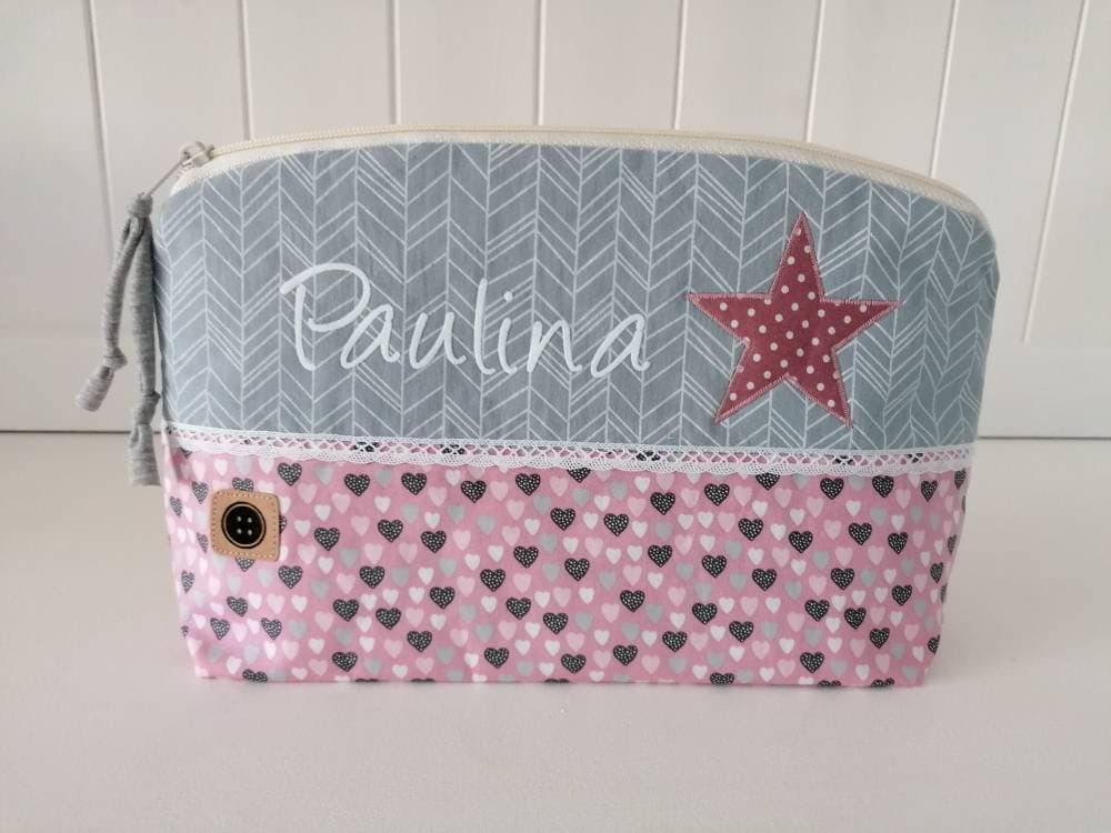 Kulturtasche /Windeltasche Mit Name, Altrosa /Grau, Geschenk Zur Geburt, Taufgeschenk Personalisiert Kulturtasche /Windeltasche Mit Name, Altrosa /Grau, Geschenk Zur Geburt, Taufgeschenk Personalisiert von Etsy - TinasKnoepfchen