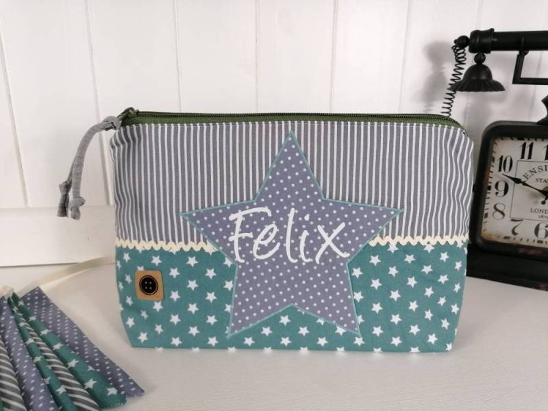 Kulturtasche /Windeltasche Mit Name/Geschenk Zur Geburt/Windeltasche Reißverschluss/Personalisiertes Taufgeschenk von Etsy - DeinKuestenknopf