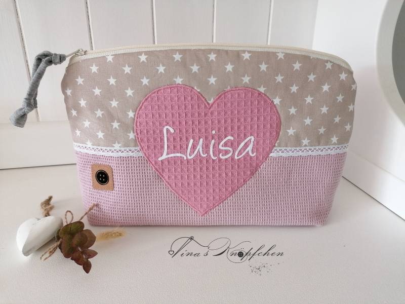 Windeltasche Mit Name/ Altrosa /Beige/Geschenk Zur Geburt/Baby/Taufgeschenk/ Personalisiertes von Etsy - DeinKuestenknopf