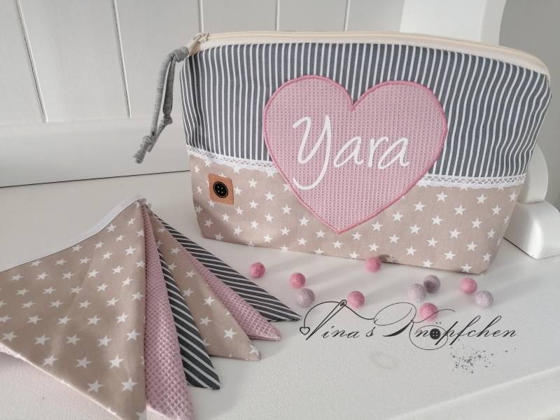 Windeltasche Mit Name/ Altrosa /Beige/Geschenk Zur Geburt/Baby/Taufgeschenk/ Personalisiertes von Etsy - DeinKuestenknopf