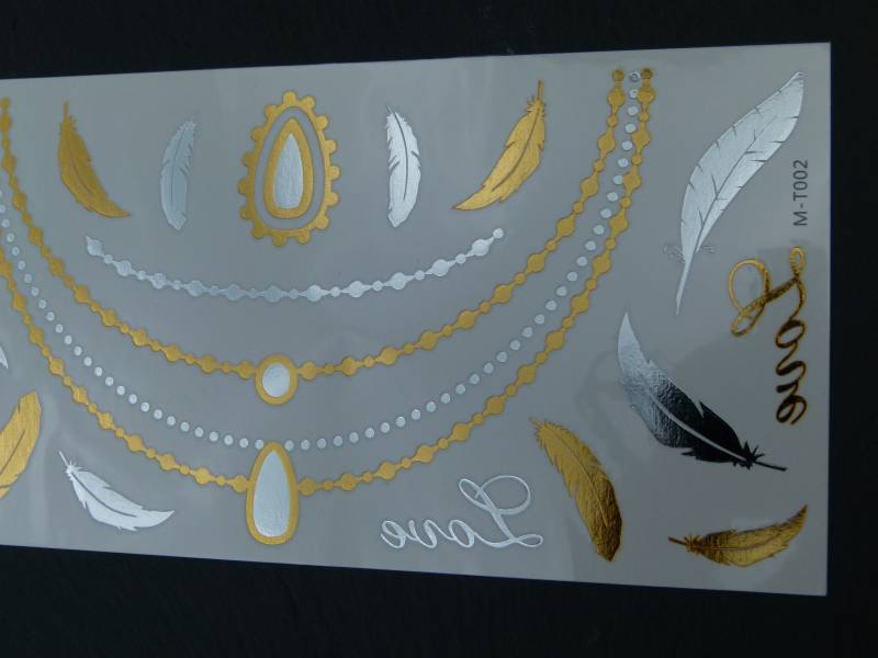 Nr. 035 - Temporäres Tattoo -Goldfarben Silberfarben Metallic Kette Boho Körperschmuck Körperbild Fake Armtattoo Körpertattoo von Etsy - TinkyStarShop