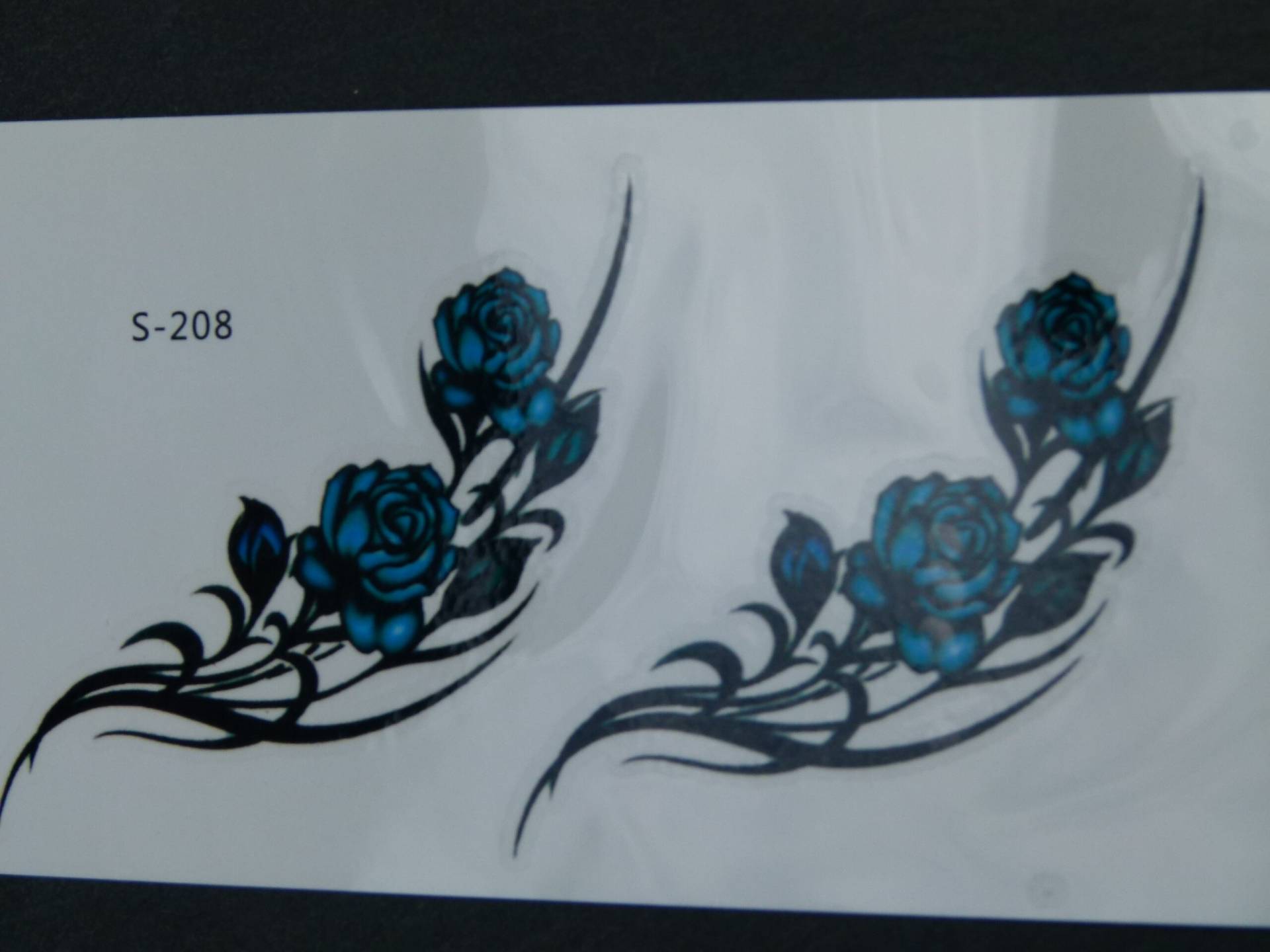Nr. 063 - Temporäres Tattoo Schwarz Boho Rose Blume Blau Körperschmuck Körperbild Fake Armtattoo Körpertattoo Nr. 063 - Temporäres Tattoo Schwarz Boho Rose Blume Blau Körperschmuck Körperbild Fake Armtattoo Körpertattoo von Etsy - TinkyStarShop