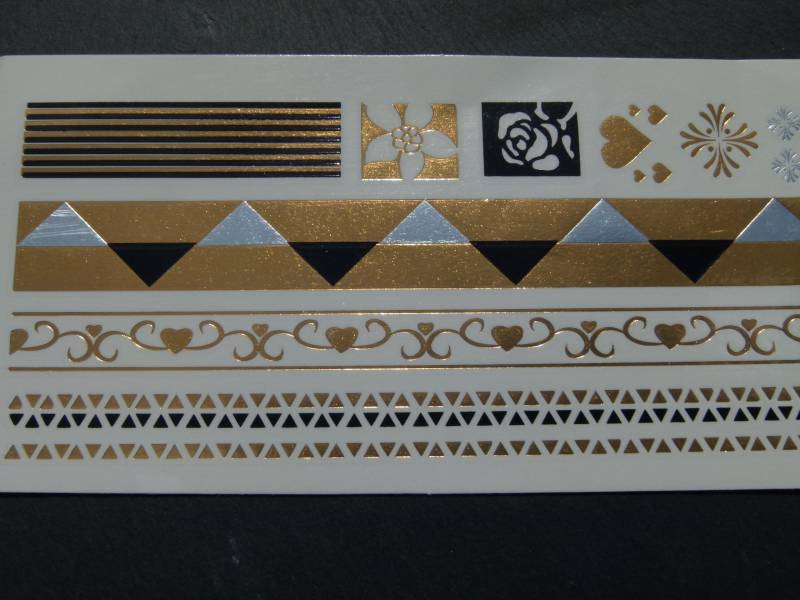Nr. 148 - Temporäres Tattoo Boho Goldfarben Silberfarben Armband Herz Faketattoo Körperschmuck Körperbild Körpertattoo von Etsy - TinkyStarShop
