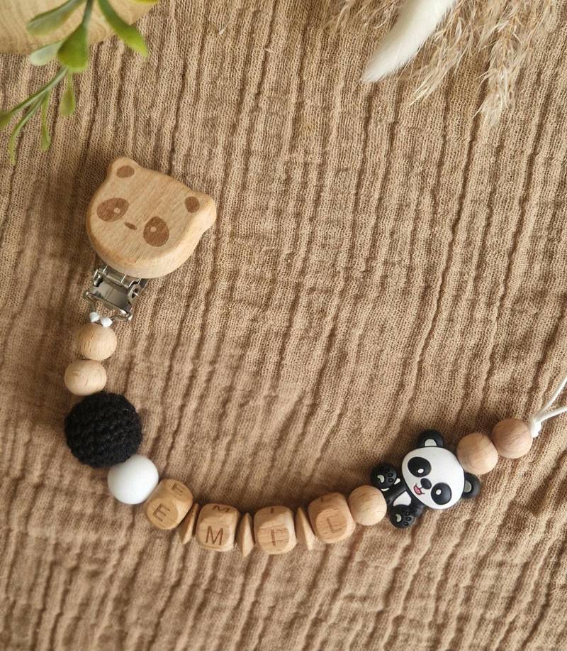 Schnullerkette Panda Mit Name|Personalisierte Pandadesign | Geschenke Für Babys| Holzbuchstaben von Etsy - TitiloobyKiki