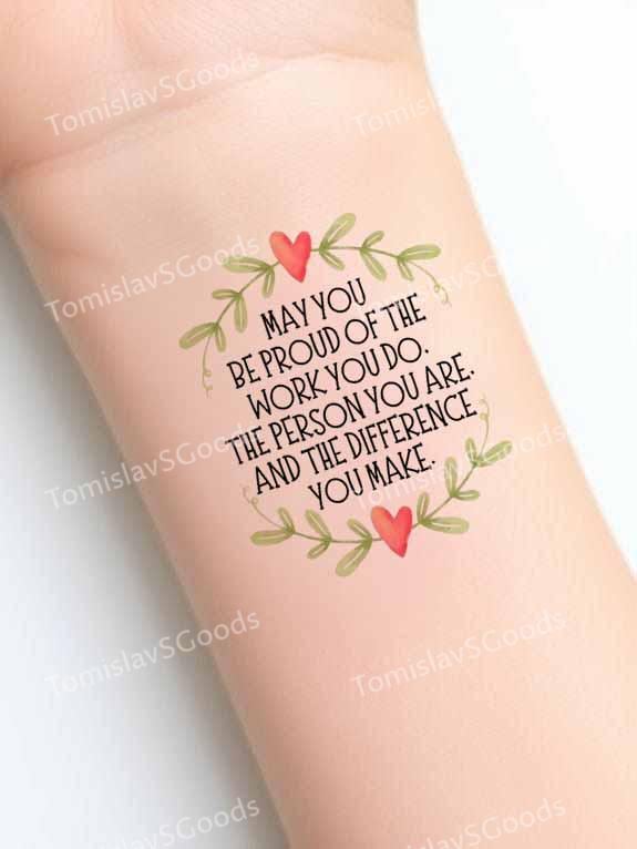 Inspirierendes Zitat Temporäres Tattoo | Wertschätzung Geschenk Für Kollegen Motivierender Body Art Aufkleber Mögest Du Stolz Sein 5cm von Etsy - TomislavSGoods