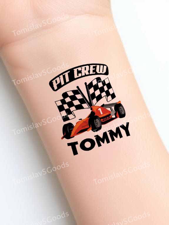 Personalisierte Boxencrew Temporäres Tattoo | Benutzerdefinierte Name Racing Geburtstagsgeschenke Flitzer Event 5cm von Etsy - TomislavSGoods