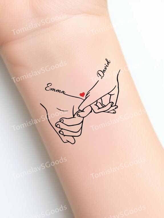 Personalisiertes Pinky Versprechen Temporäres Tattoo, Benutzerdefinierter Name Paar Valentinstag Geschenk Für 2 Zoll von Etsy - TomislavSGoods