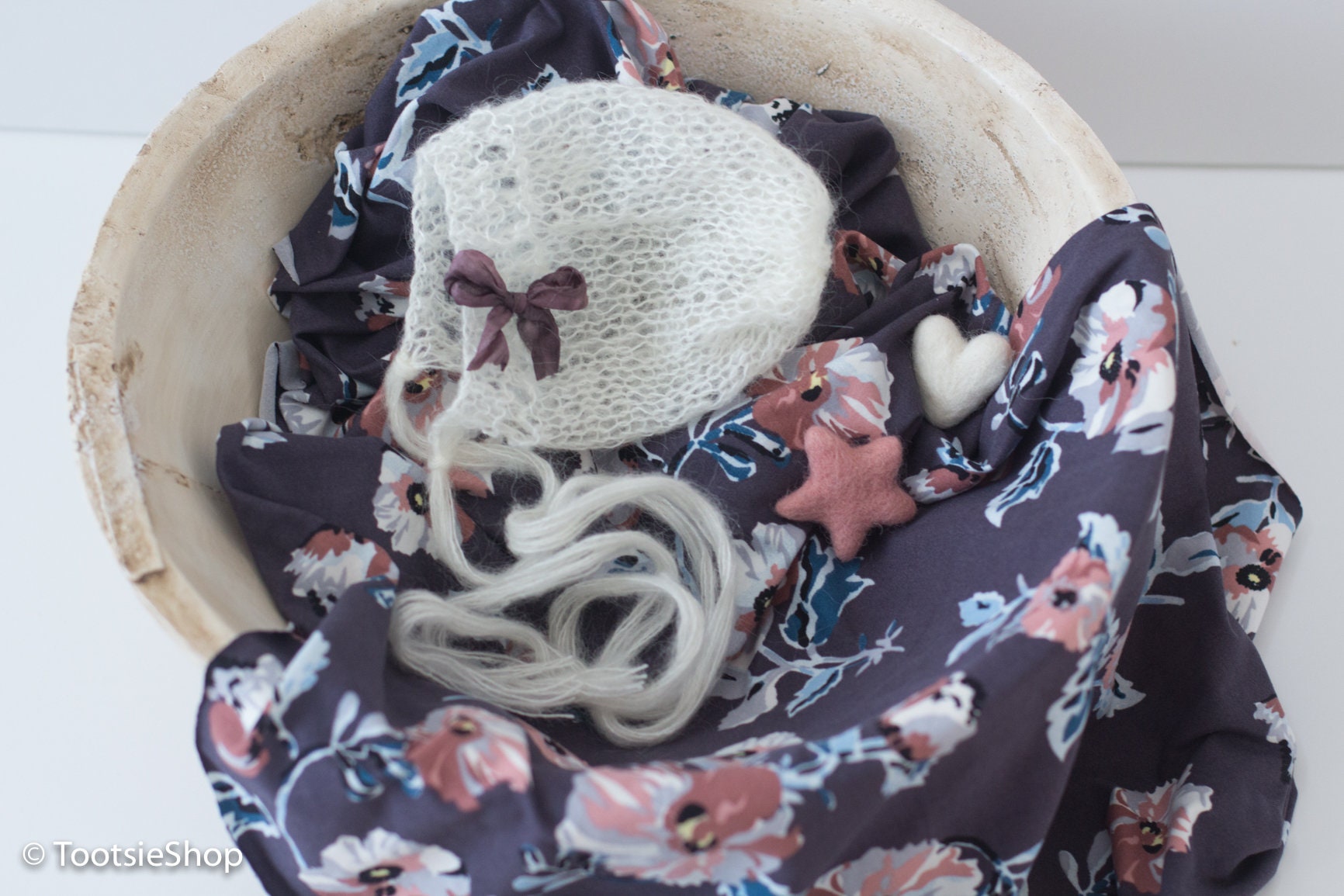 Floral Stretch Strick Jersey Wickeln, Gefilzte Herzen Und Sterne, Motorhaube Set, Foto-Session Prop, Wrap Set Baby Mütze Stricken von Etsy - TootsieShop