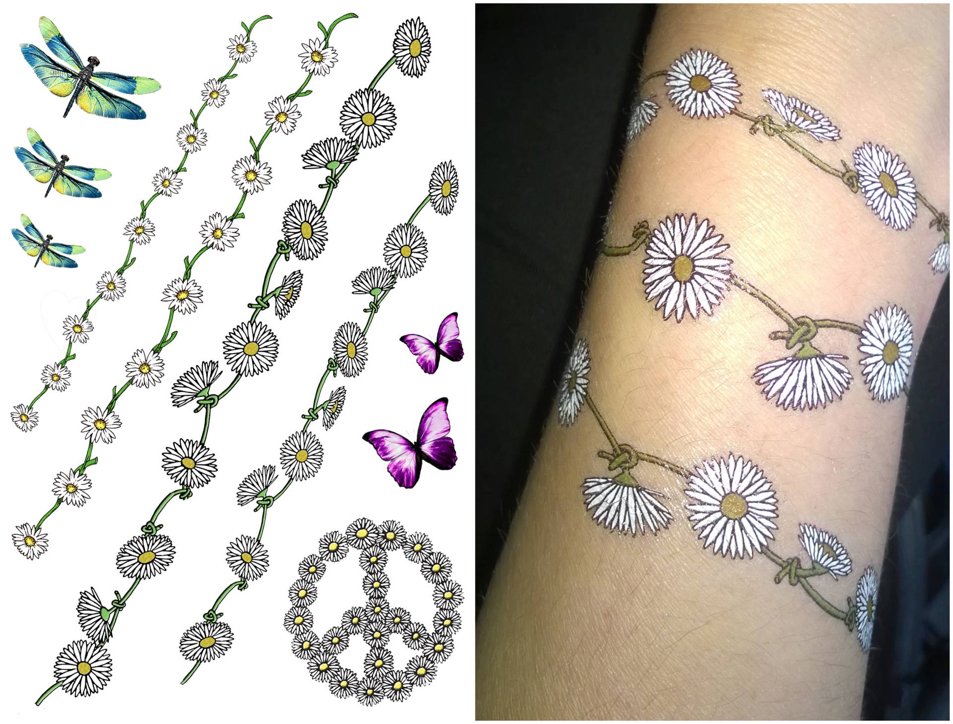 Funky Festival Blume Tattoos, Daisy Chain, Schmetterling, Libelle, Kostüm, Temporäre Tattoos Hippy Peace Zeichen Von Top Tats Funky Festival Blume Tattoos, Daisy Chain, Schmetterling, Libelle, Kostüm, Temporäre Tattoos Hippy Peace Zeichen Von Top Tats von Etsy - TopTats