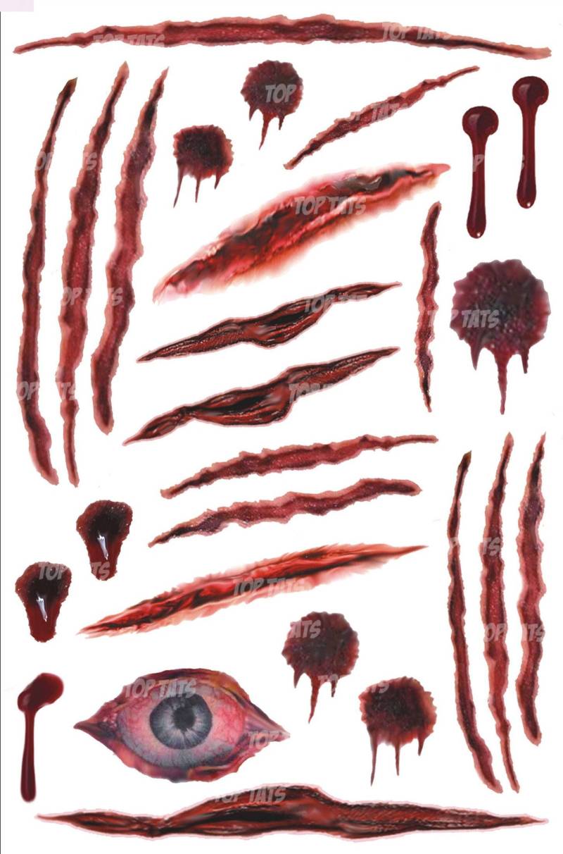 Halloween Narben | A Vampirbisse, Zombie Wunden Blut Fake Cuts Dracula Fancy Dress Tattoos Kostüm Outfit von Etsy - TopTats