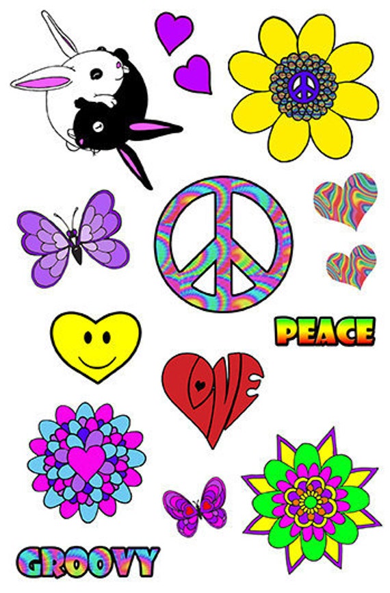 Tolles Ausgefallenes Kleid Hippy 60Er 70Er Flower Power Temporäre Tattoos. Enthält Peace Sign, Herzen, Austin Style Fab Kostüm Zubehör Tolles Ausgefallenes Kleid Hippy 60Er 70Er Flower Power Temporäre Tattoos. Enthält Peace Sign, Herzen, Austin Style Fab Kostüm Zubehör von Etsy - TopTats