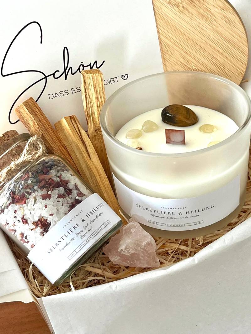 Selbstliebe & Heilung Wellness Geschenkbox Kristallkerze Badesalz Palo Santo | Geschenk Set Für Frauen Freundin Spa Wohlfühlbox Geburtstag von Etsy - TraumfaengerLaden