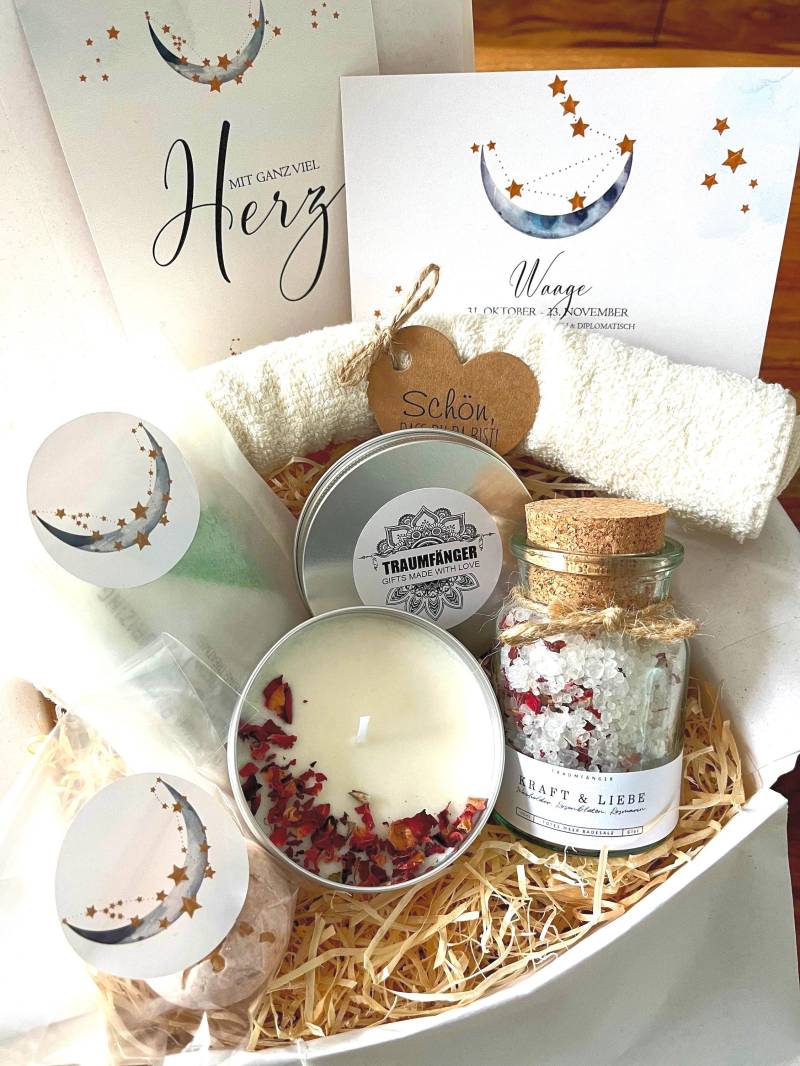 sternzeichen Wellness Geschenkbox Für Frauen | Geschenk Set Freundin Mama Wohlfühlbox Zum Geburtstag Rosen Badesalz von Etsy - TraumfaengerLaden