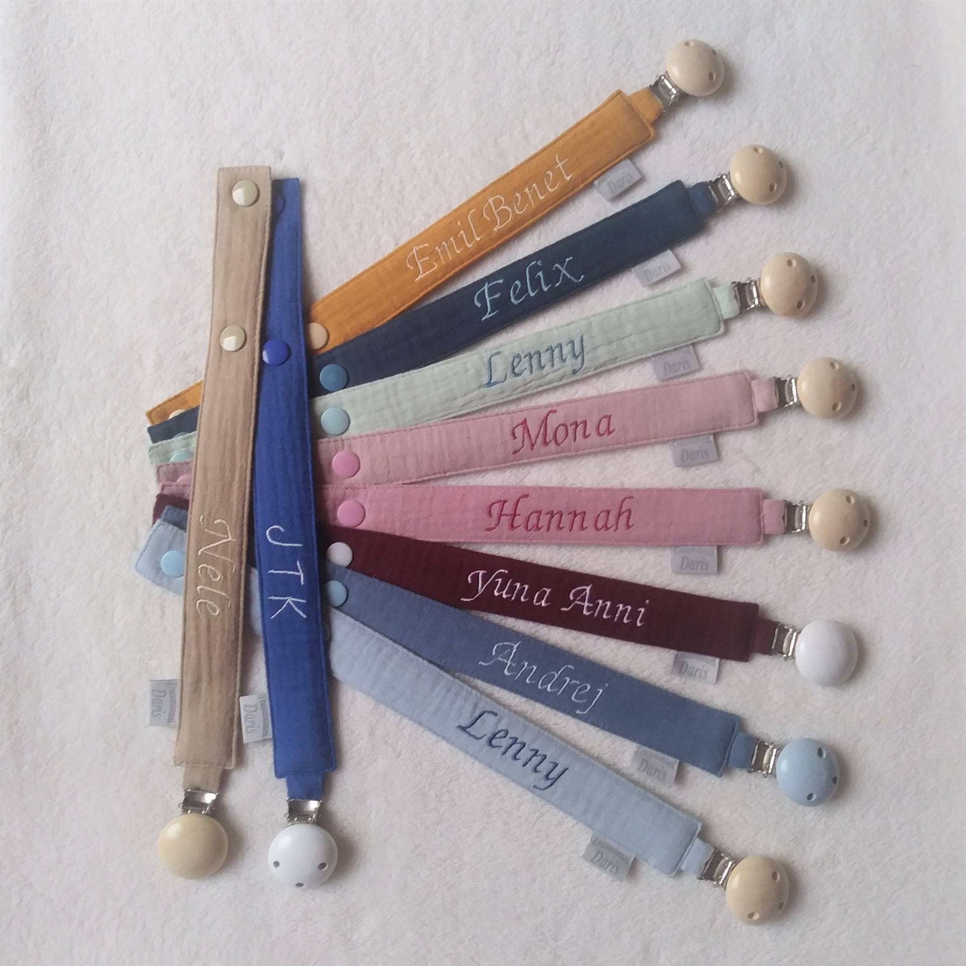 Schnullerband Aus Musselin Uni Mit Namen Silikonring von Etsy - TrauminselDaris