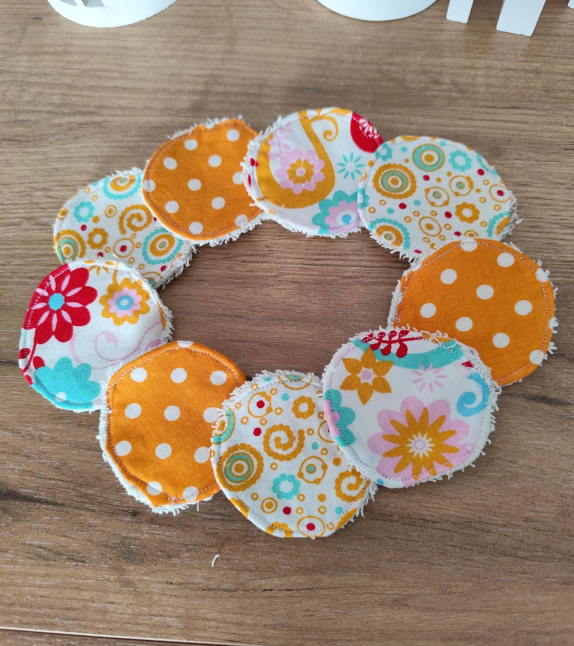 Versandbereite Abschminkpads, Gesichtsreinigung - Genäht, Waschbar, Zero Waste, Gelb Gemustert, Frottee Weiß, 9 Stück von Etsy - Traumzauber24