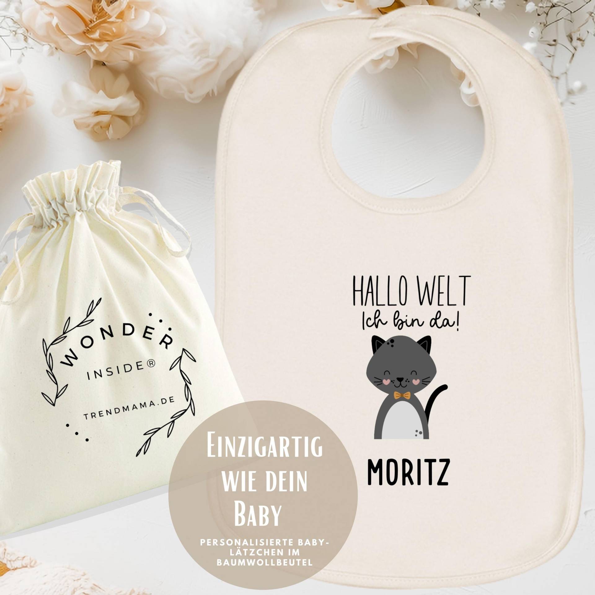 Personalisiertes Babylätzchen - Mit Namen |Geschenk Geburt, Baby Shower & Taufe | Baby-Lätzchen Design Katze| Im Baumwollbeutel Personalisiertes Babylätzchen - Mit Namen |Geschenk Geburt, Baby Shower & Taufe | Baby-Lätzchen Design Katze| Im Baumwollbeutel von Etsy - TrendMama